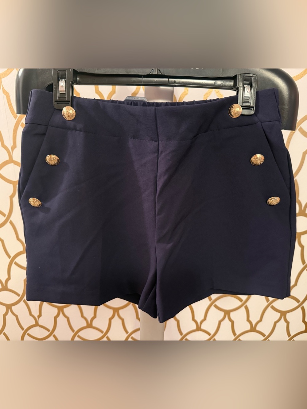 Nicole Miller Navy High-Waist Shorts with Gold Buttons size 6 - Picture 3 of 4